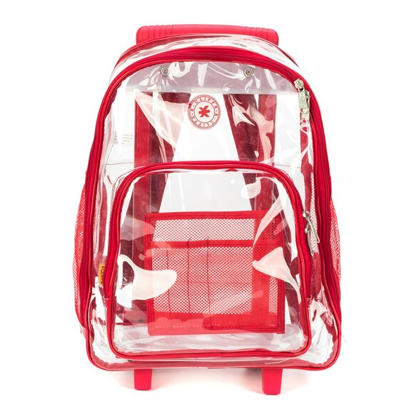 17" Rolling Clear Backpack Heavy Duty See Through Daypack with Wheels-Black - Picture 7 of 7